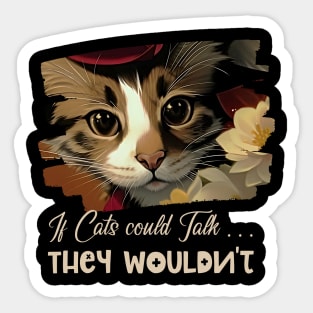 If cats could talk, they wouldn’t (cute cat white stripe) Sticker